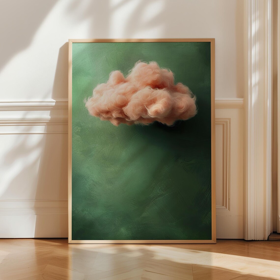 Pink Green Cloud Abstract Wall Art Print