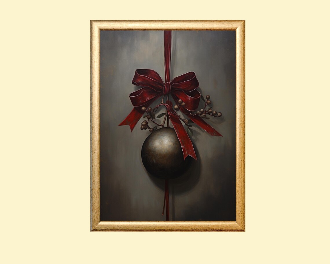 Vintage Christmas Ornament Art Print, Holiday Decor