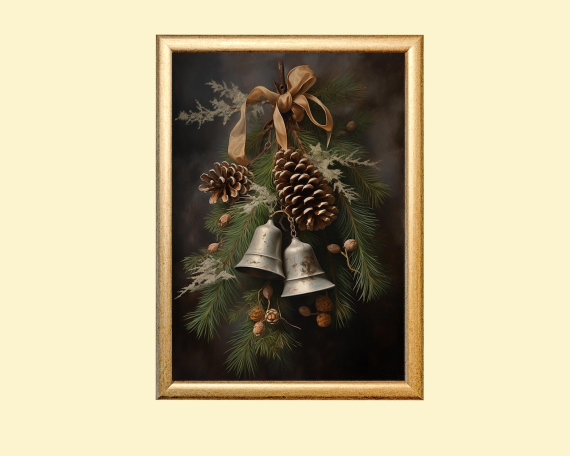 Christmas Bells Vintage Holiday Art Print