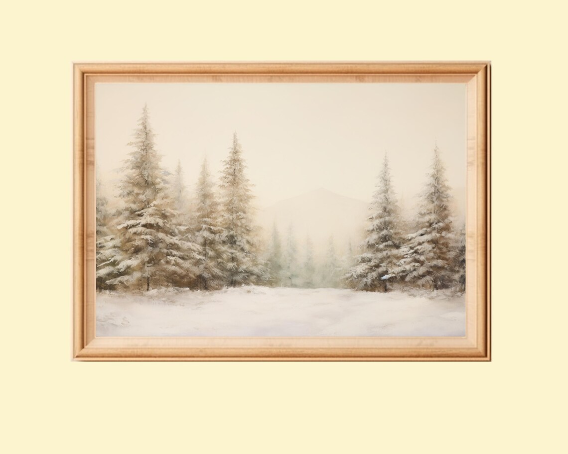 Winter Forest Art Print, Winter Landscape Painting