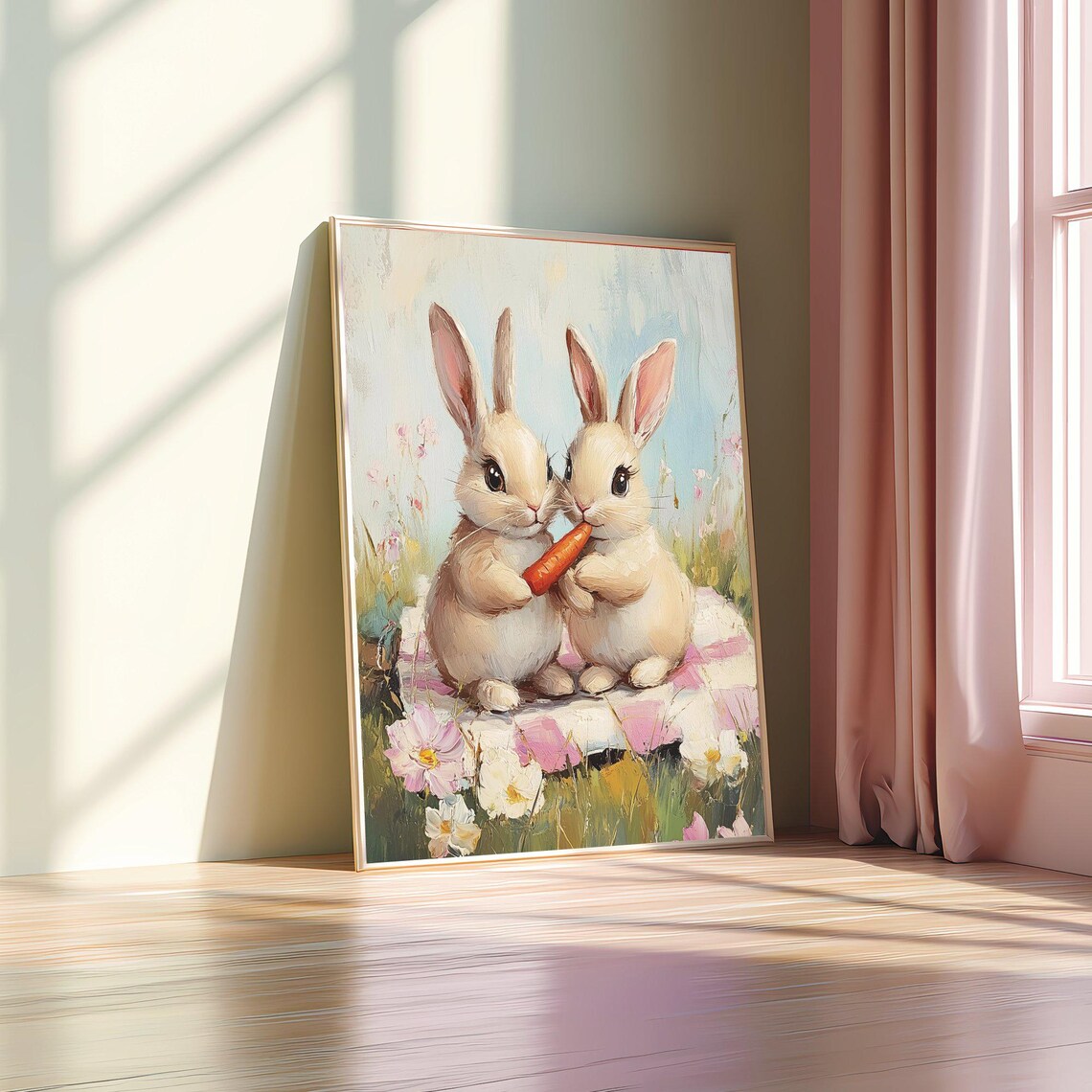 Easter Bunny Art Print, Neutral Spring Farmhouse - Image 4