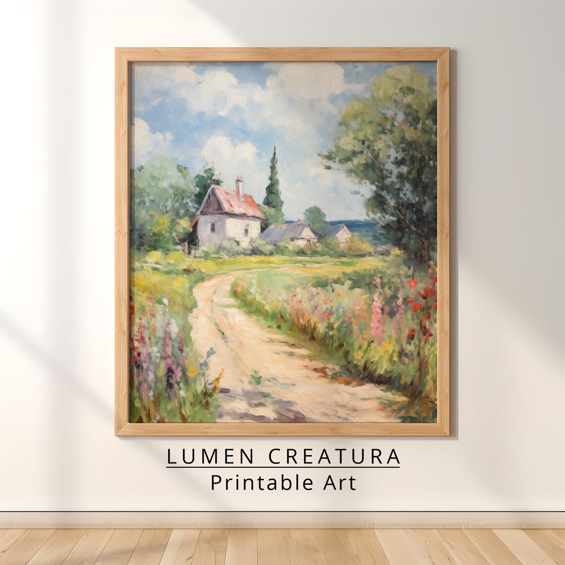 Cottage Landscape Painting, Vintage Art Print - Image 2