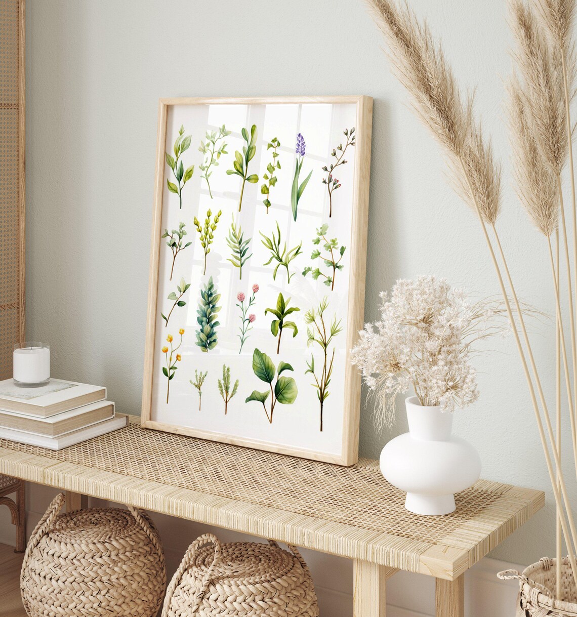 Spring Watercolor Herbs Painting, Farmhouse Art - Image 3