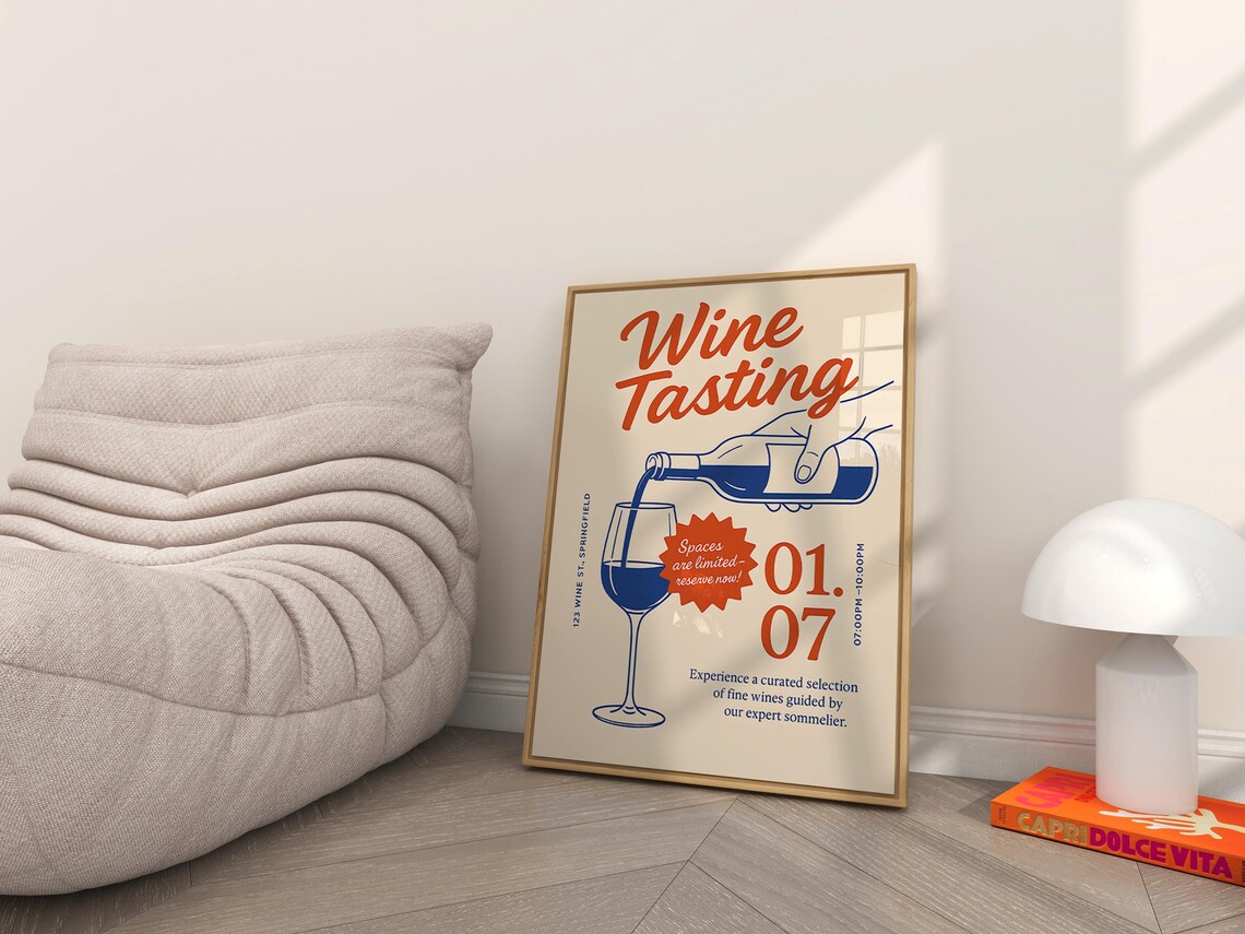 Wine Tasting Poster, Minimalist Sommelier Event Print - Image 3