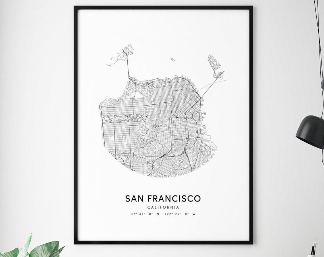 San Francisco Map Print, Modern Minimalist Travel Poster