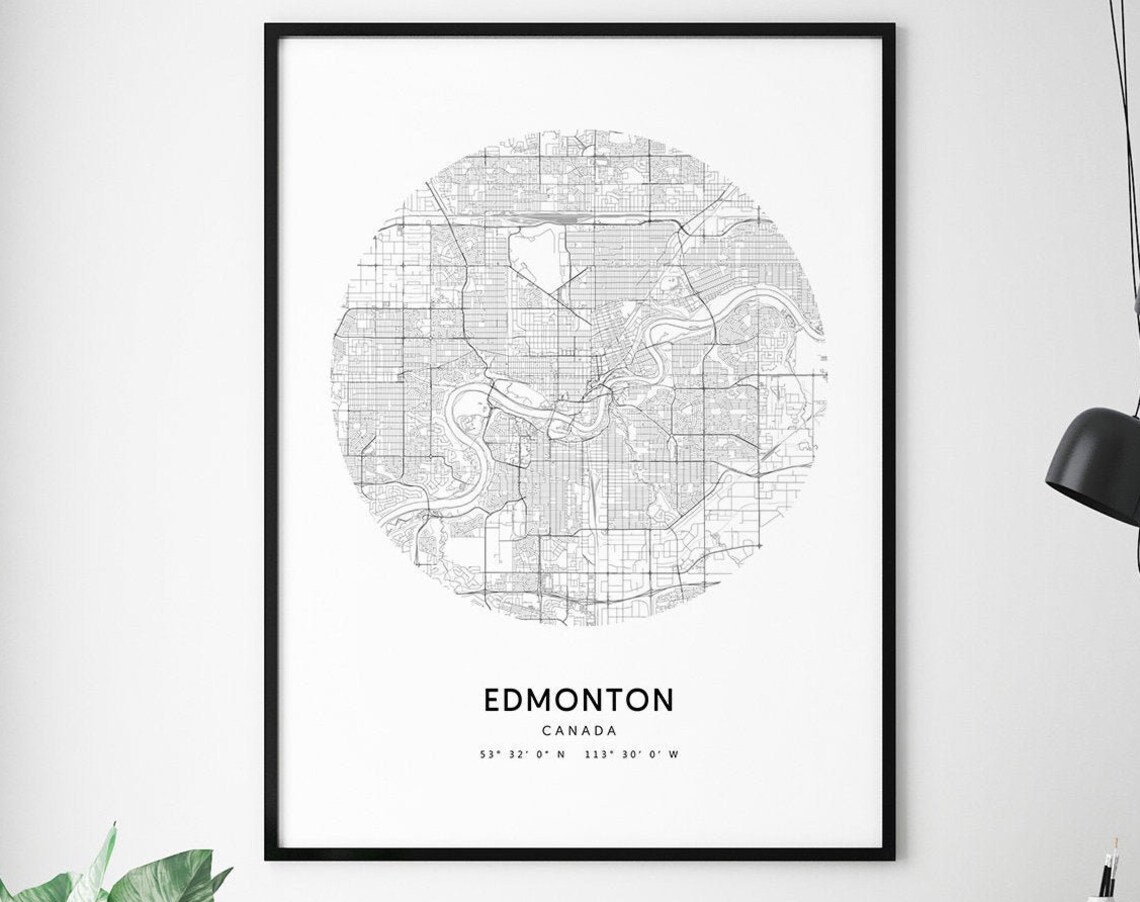 Edmonton Map Print, Modern Minimalist Travel Poster