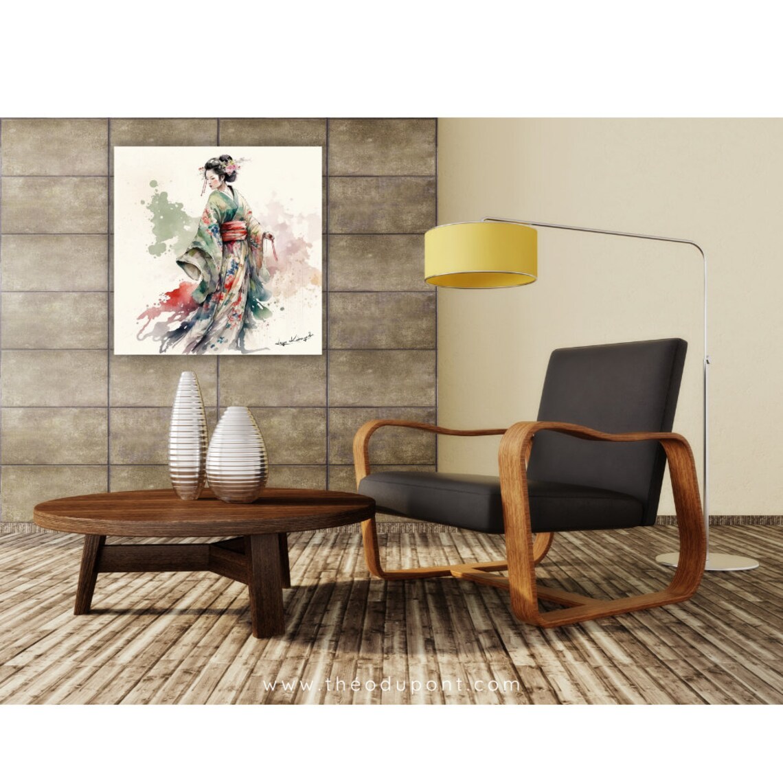 Geisha 7 Kanoyumi Japanese Watercolor Art Print - Image 2