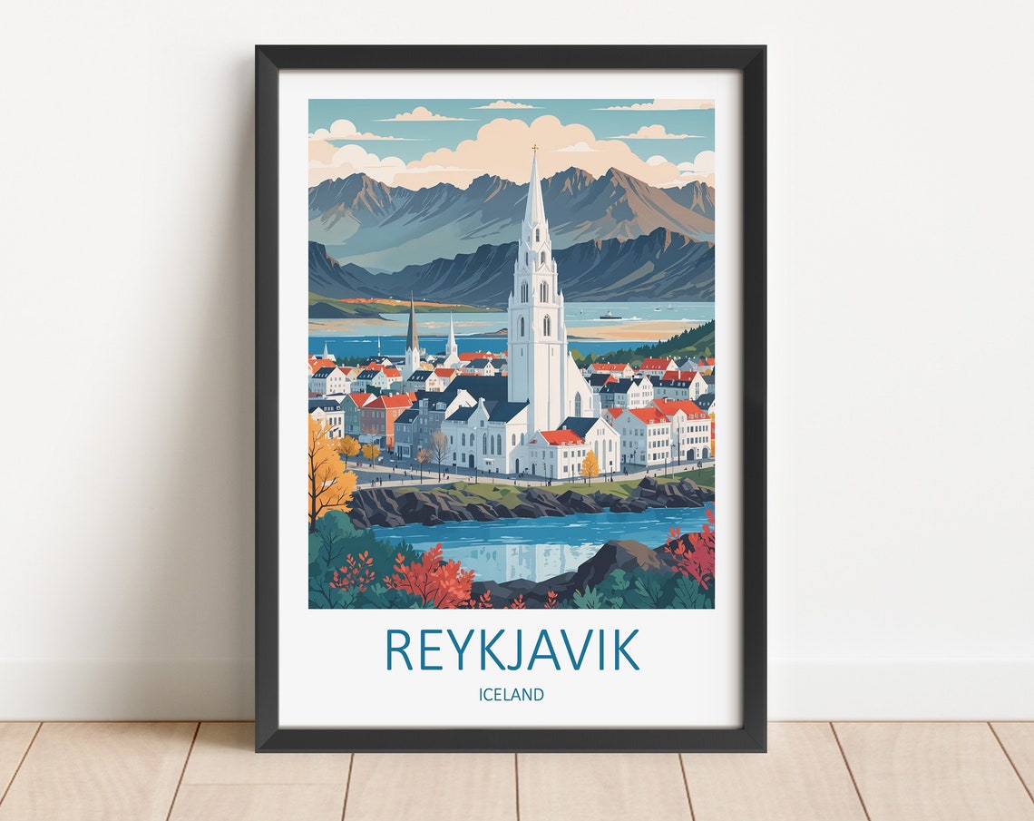 Iceland Print Reykjavik Poster Reykjavik Travel Print Iceland Poster Travel Gift Iceland Wall Art Iceland Art Print Reykjavik Iceland