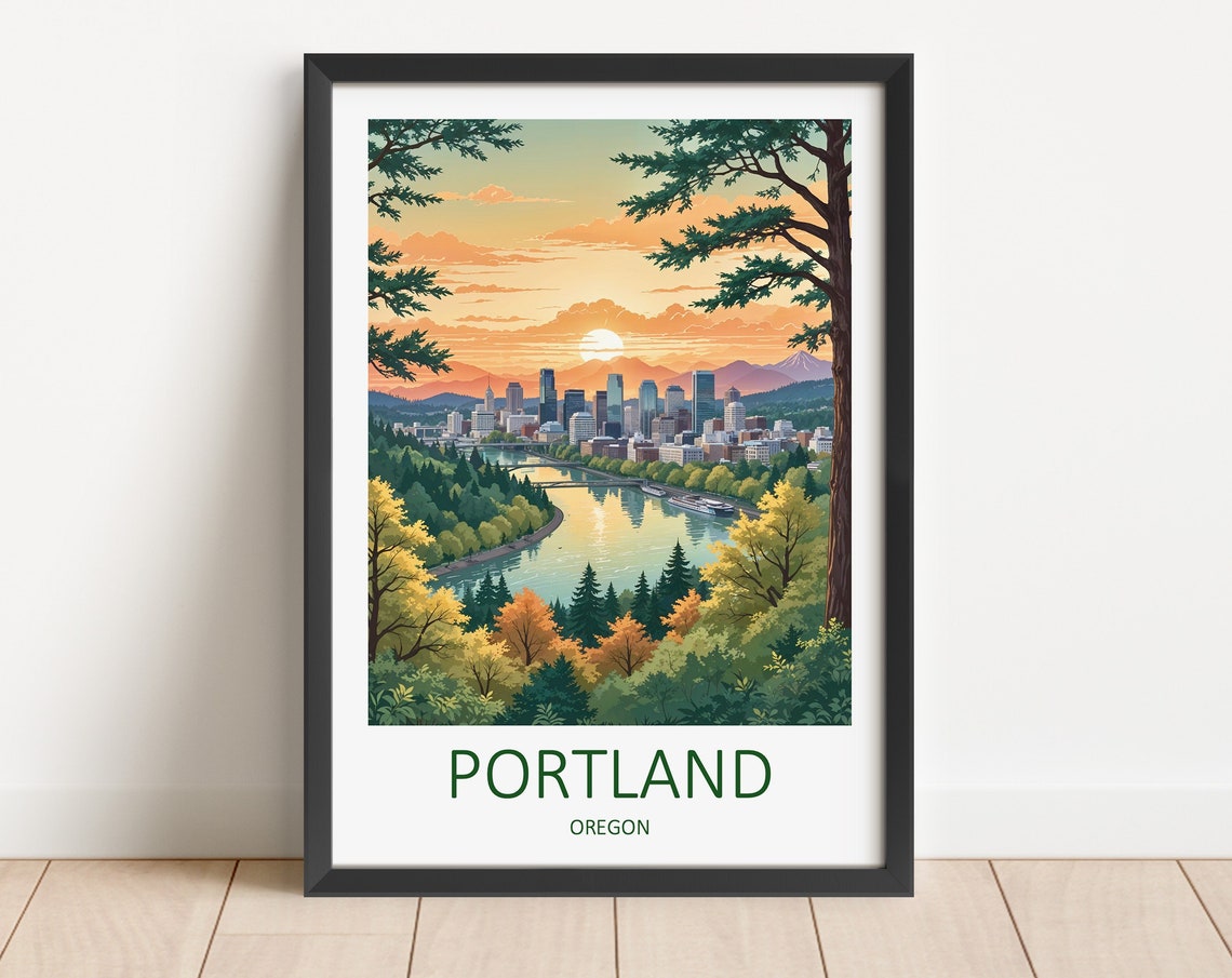 Portland Print Portland Oregon Wall Art Oregon Print Poster Portland Travel Print Portland Oregon Travel Gift Us Travel Poster
