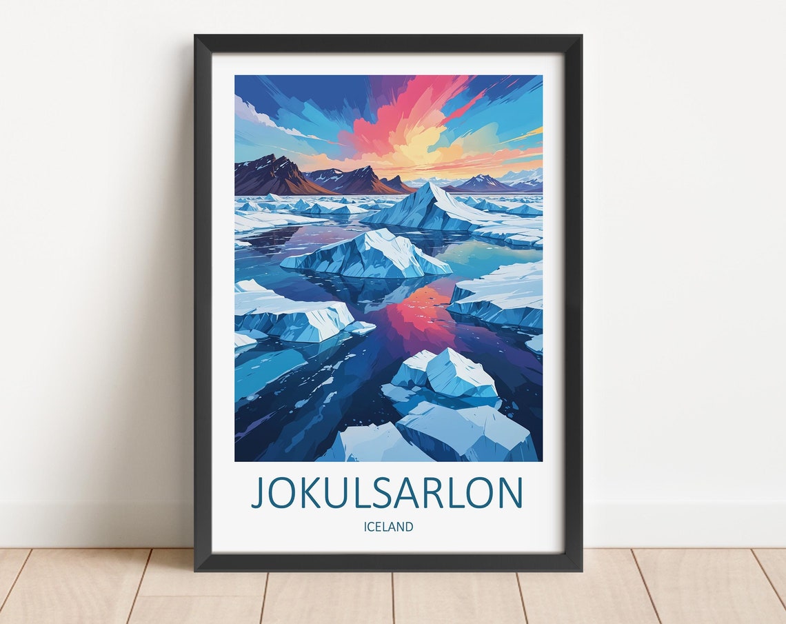 Jokulsarlon Iceland Travel Print Wall Art Iceland Home Decor Art Lover Gift Jokulsarlon Poster Travel Memories Wall Hanging Jokulsarlon
