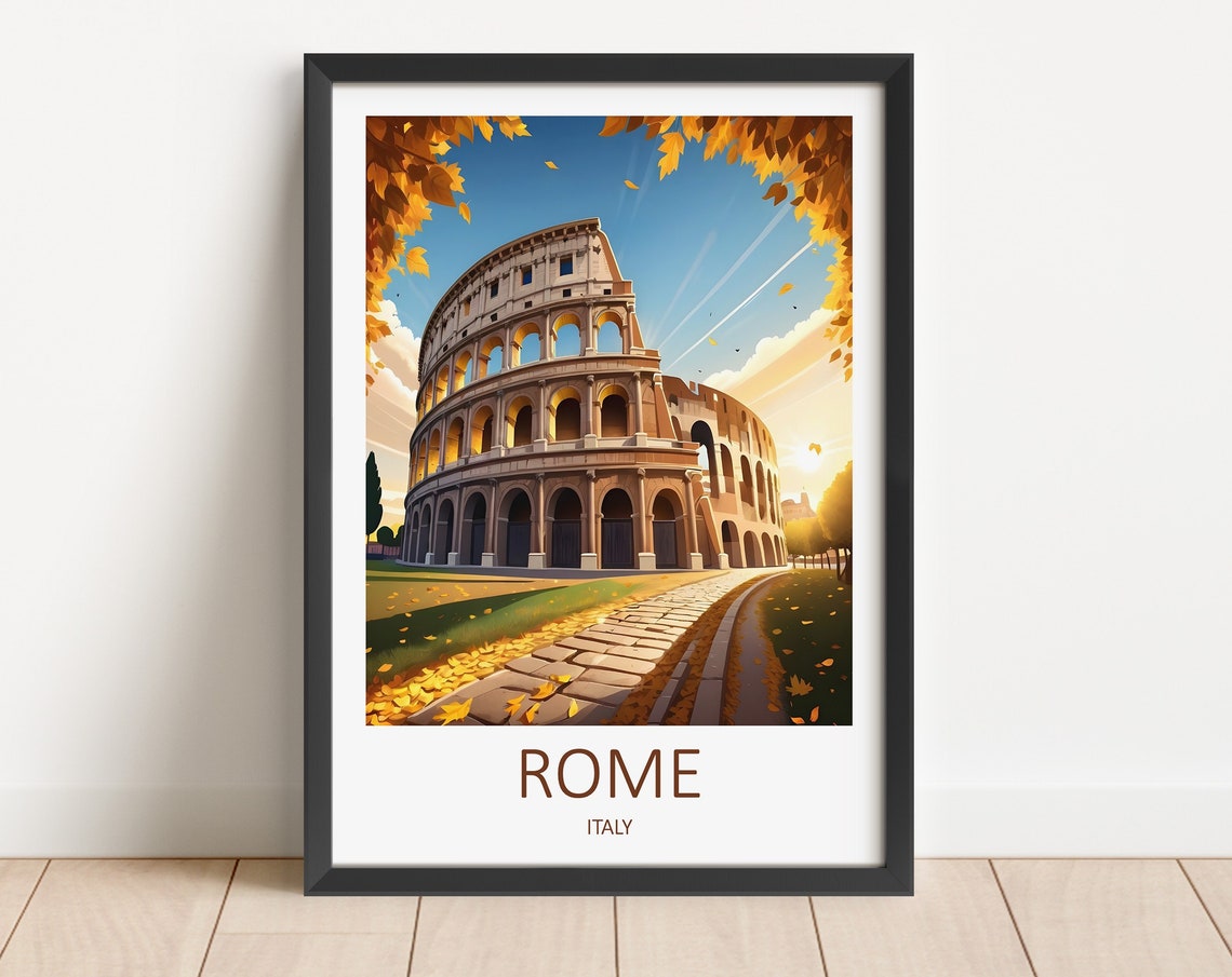 Rome Print Rome Poster Rome Wall Art Italy Print Rome Travel Print Rome Italy Poster Travel Gift Colosseum Rome Italy Illustration