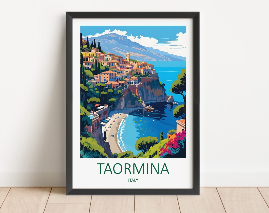 Taormina Print Taormina Poster Italy Wall Art Italy Poster Print Sicily Print Taormina Travel Print Travel Gift Sicily Wall Art