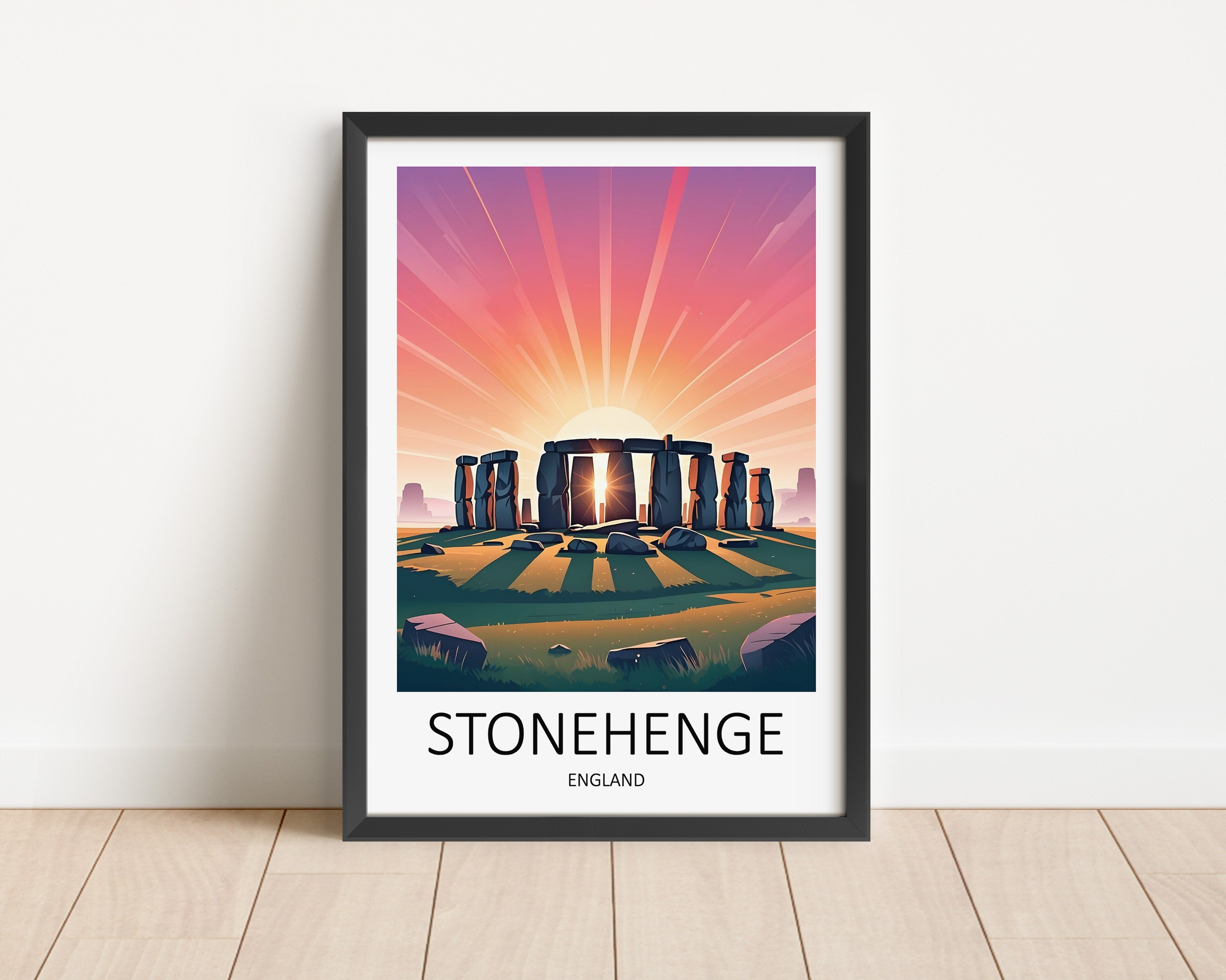 Stonehenge Sunrise Over Ancient Stones England Travel Poster