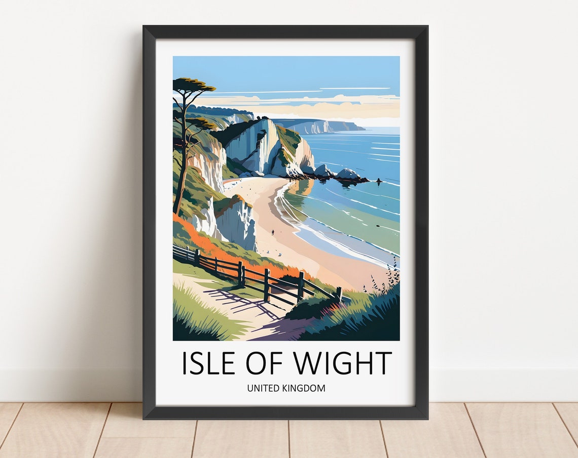 Isle Of Wight England Chalk Cliffs Secluded Beach Path Poster