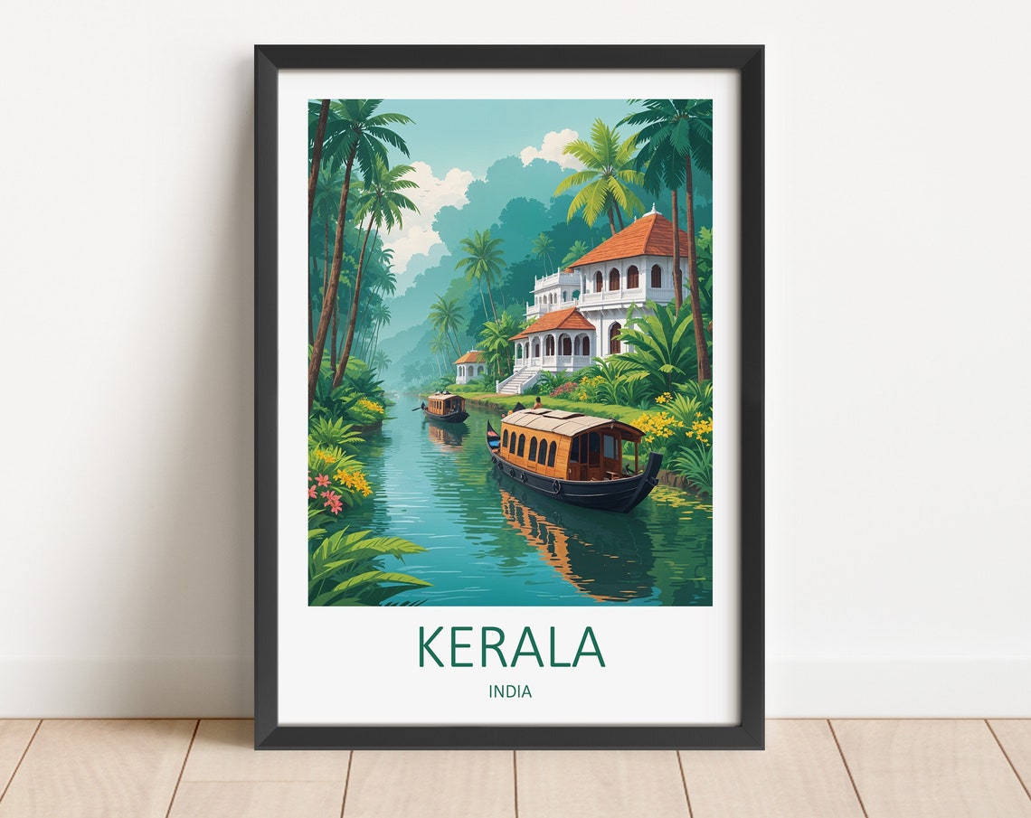 Kerala India Print Kerala Poster India Poster Kerala Art Indian Wall Art Kerala Travel Print India Travel Gift India Art Print