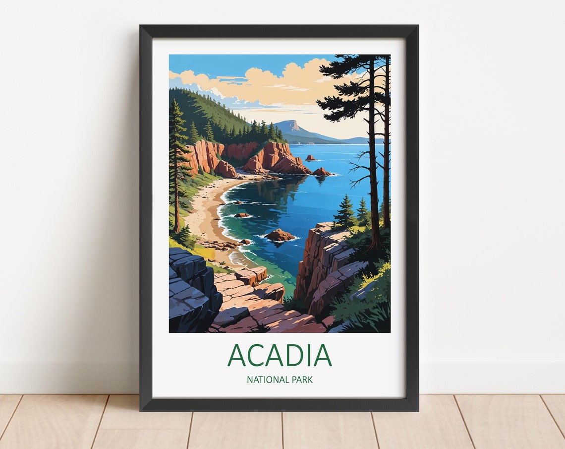 Acadia Print Acadia National Park Acadia Poster Maine Print Acadia Travel Poster National Park Maine Usa Travel Gift Nature Prints