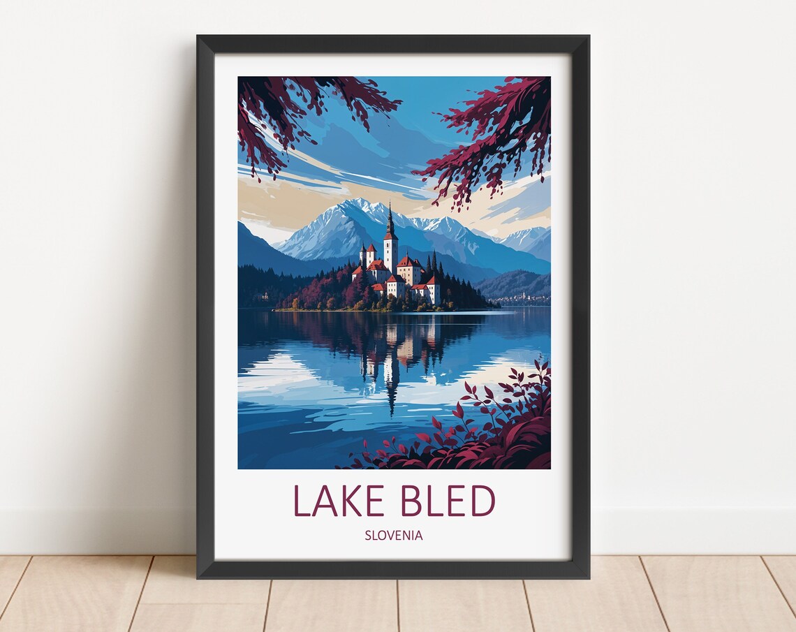 Lake Bled Slovenia Island Church Alpine Lake Reflection Travel Poster