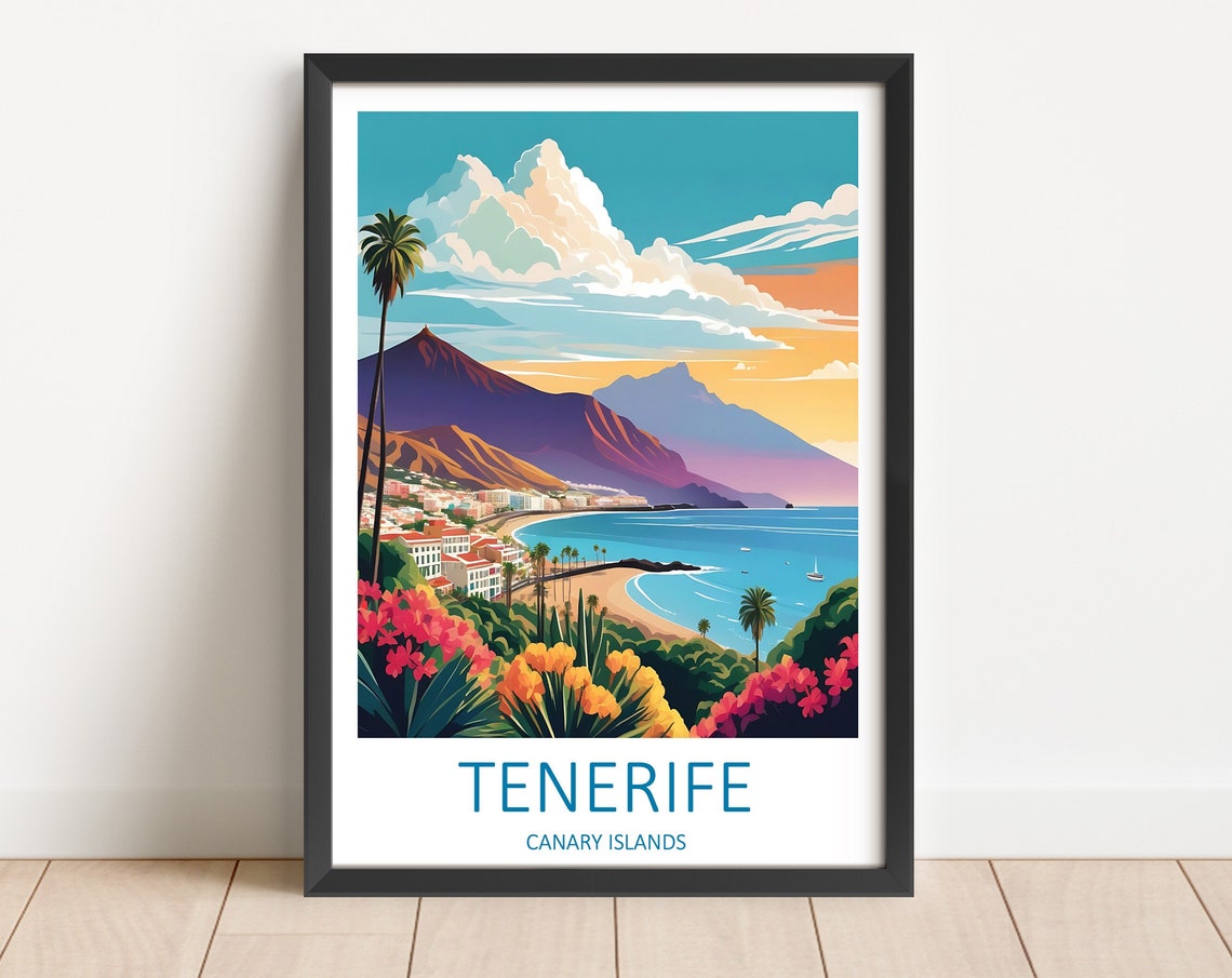 Tenerife Print Tenerife Poster Tenerife Wall Art Tenerife Travel Print Canary Islands Poster Spain Print Travel Gift Tenerife Art