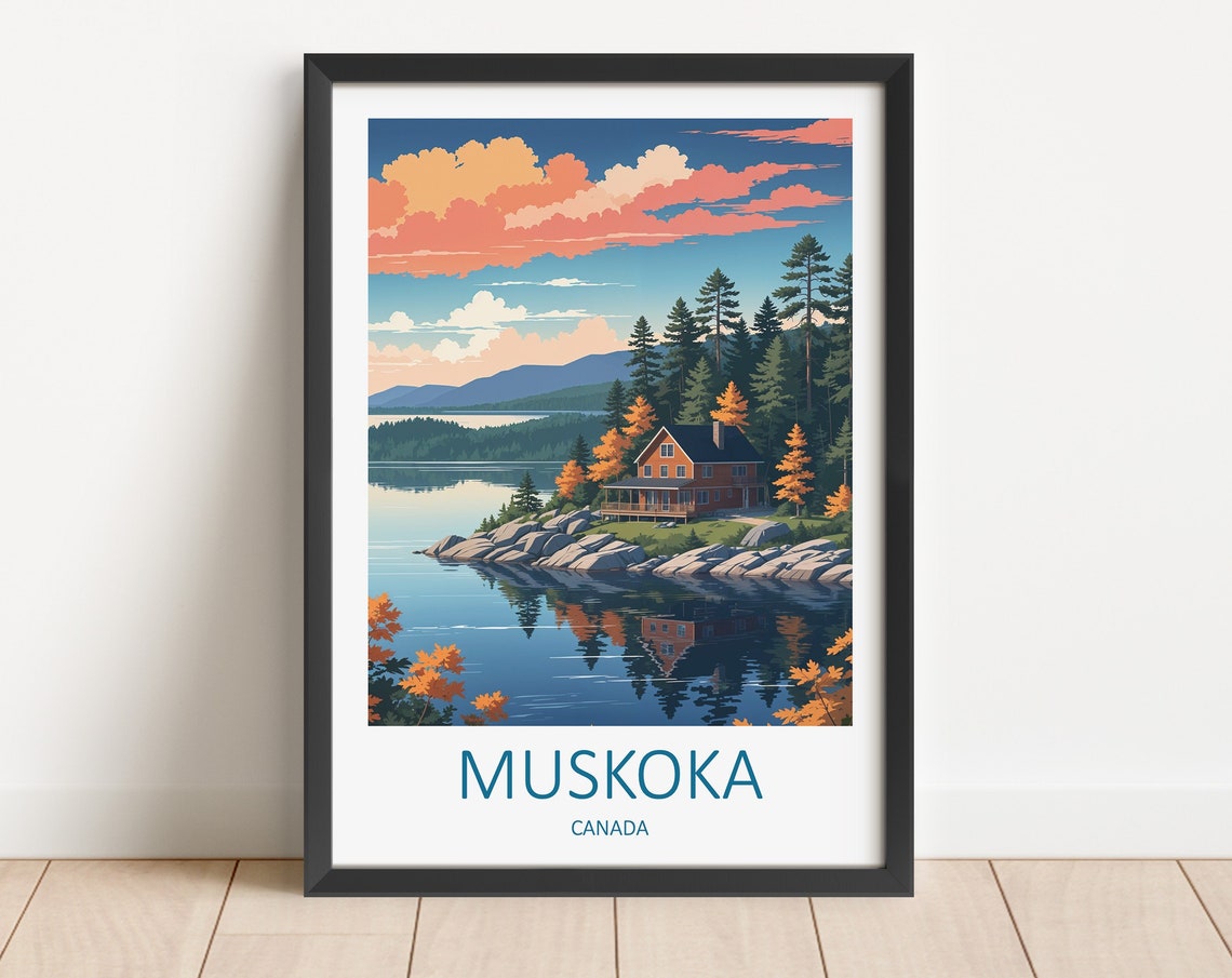 Muskoka Print Muskoka Poster Canada Travel Print Canada Poster Ontario Canada Print Lake Muskoka Print Lakes Print Canada Travel Gift