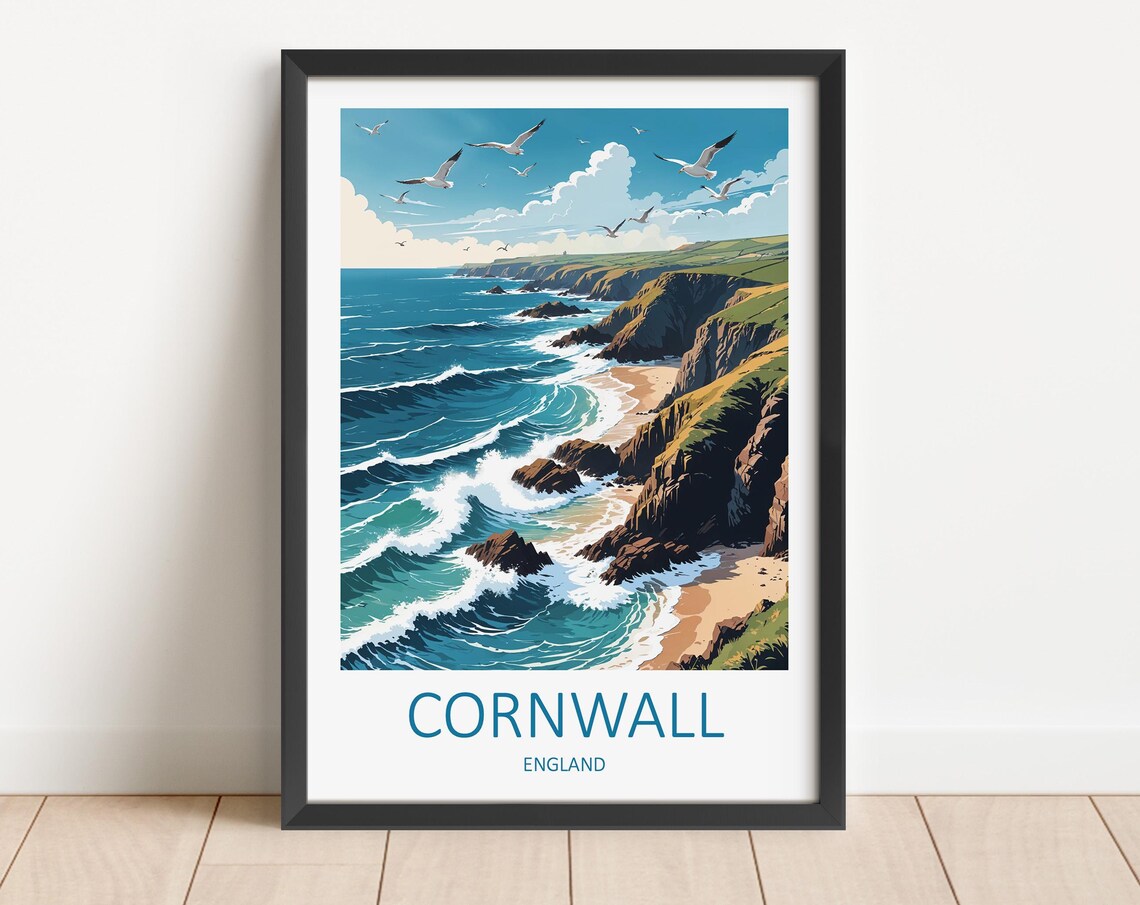 Cornwall Travel Poster, Travel Wall Art Print