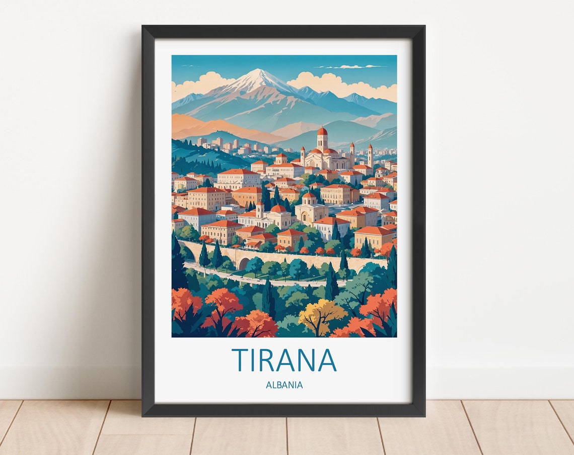 Tirana Travel Print Albania Poster Albania Print Tirana Albania Albania Travel Print Albania Wall Art Travel Gift Art Lovers Gift