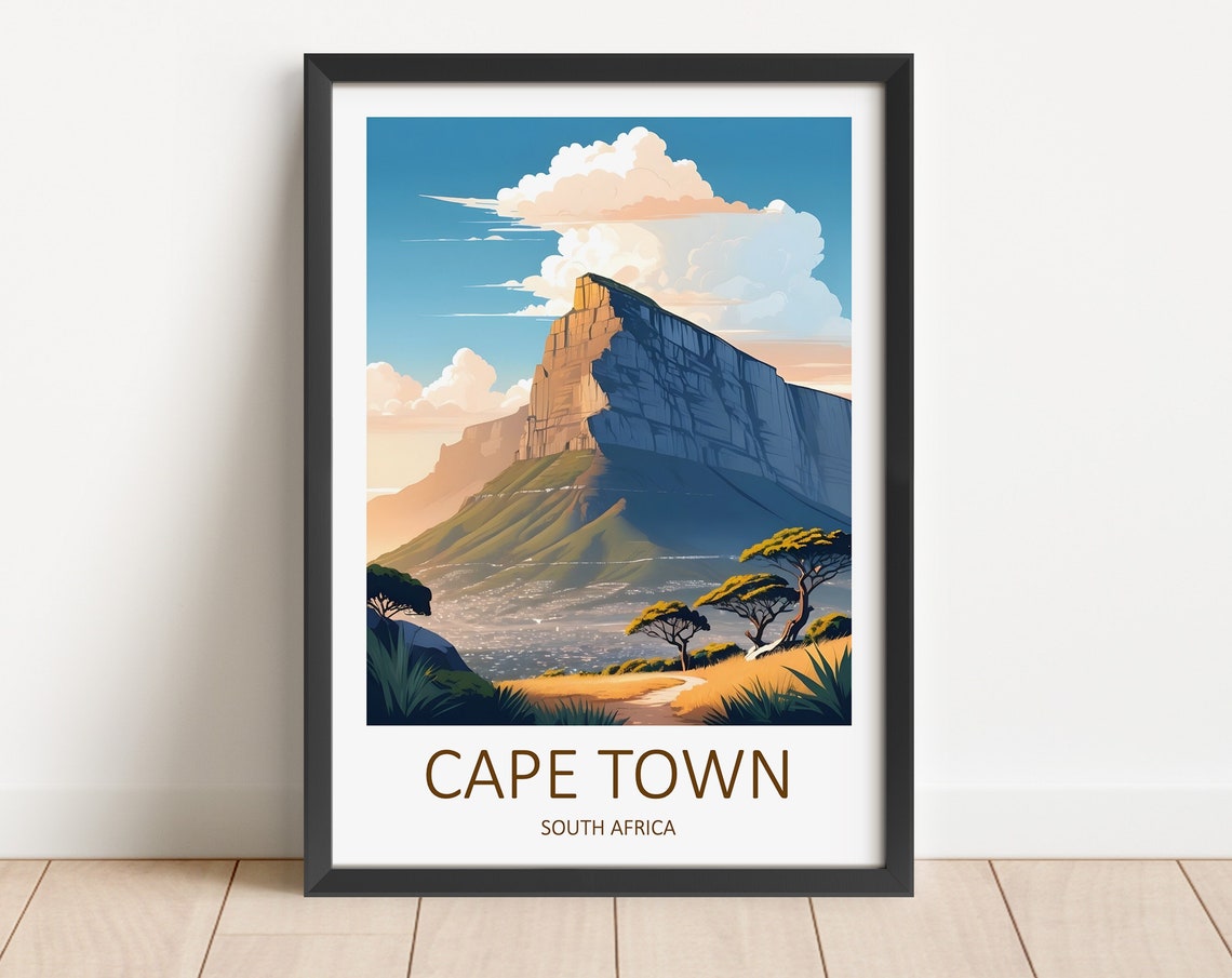 Cape Town Print South Africa Print Cape Town Poster South Africa Art Table Mountain Cape Town Travel Print Travel Gift Mountain Print