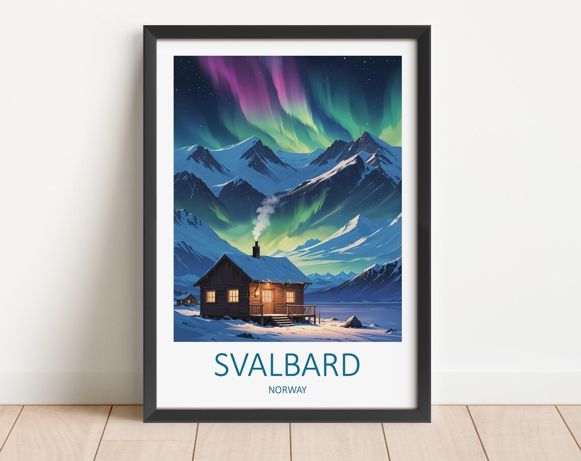 Svalbard Norway Travel Poster, Polar Region Art Print