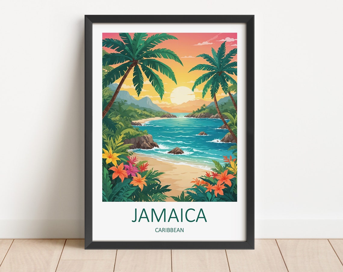 Jamaica Print Jamaica Poster Caribbean Wall Art Jamaica Travel Print Travel Gift Caribbean Gifts Caribbean Prints Caribbean Poster