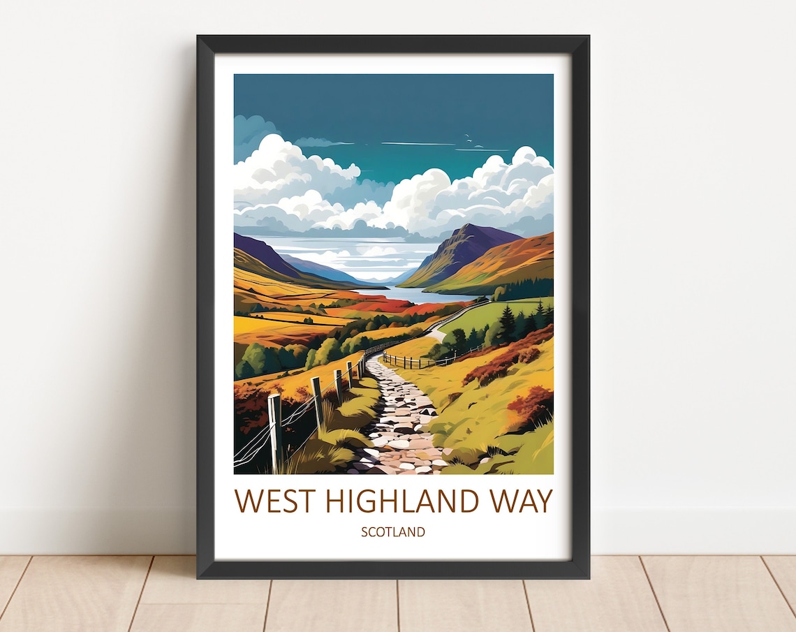 West Highland Way Scotland Rocky Trail Through Autumn Highland Poster