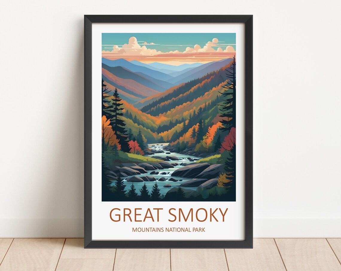 Great Smoky Mountains National Park Autumn Stream Travel Poster