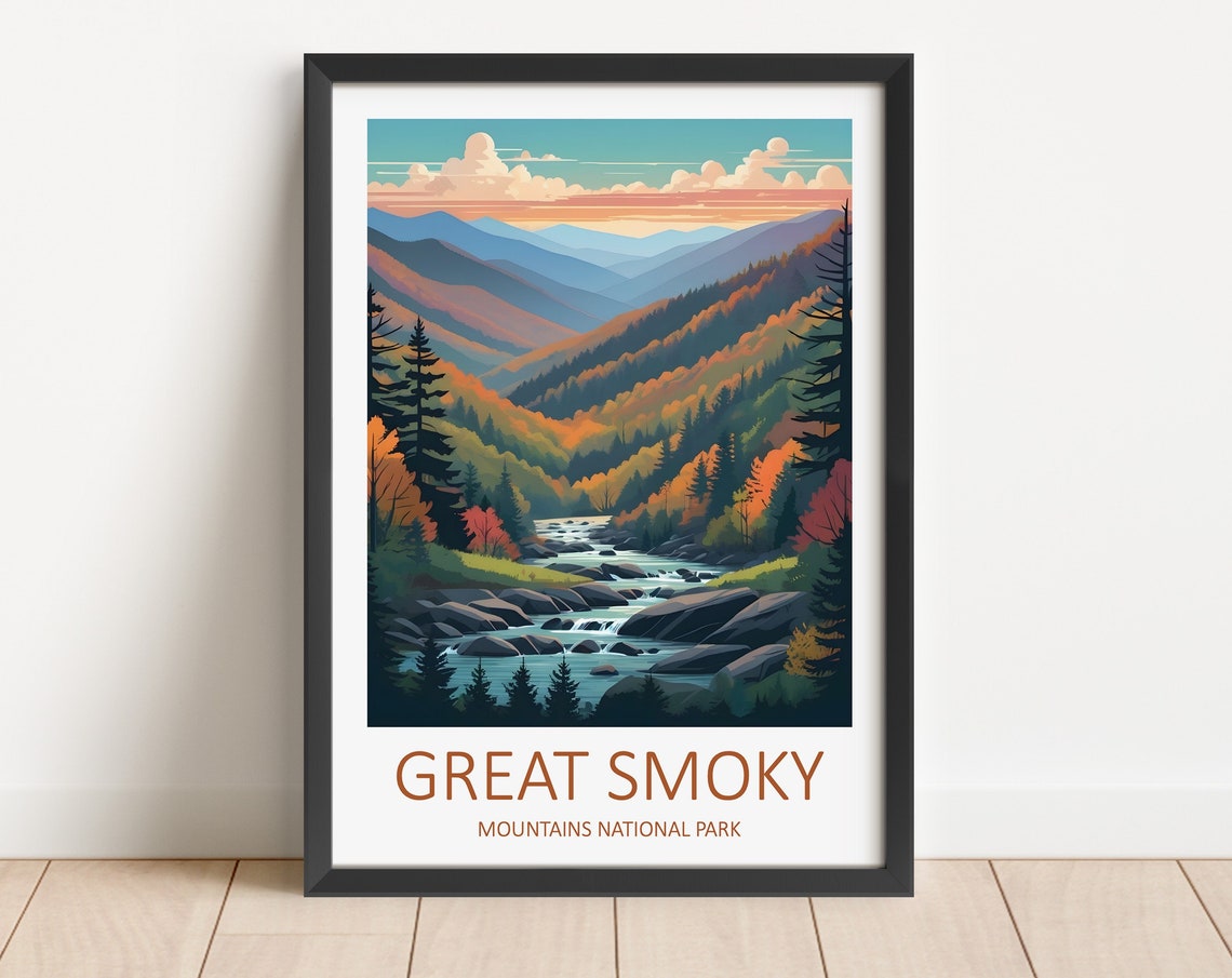 Great Smoky Mountains National Park Print Smoky Mountains Smoky Mountains Wall Art Travel Gift National Park Wall Art Usa Poster Print