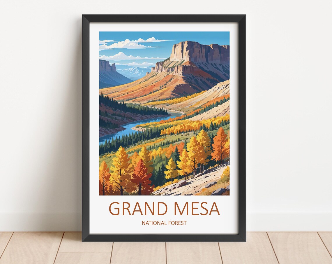 Grand Mesa Colorado Autumn Aspen Forest Valley Travel Poster