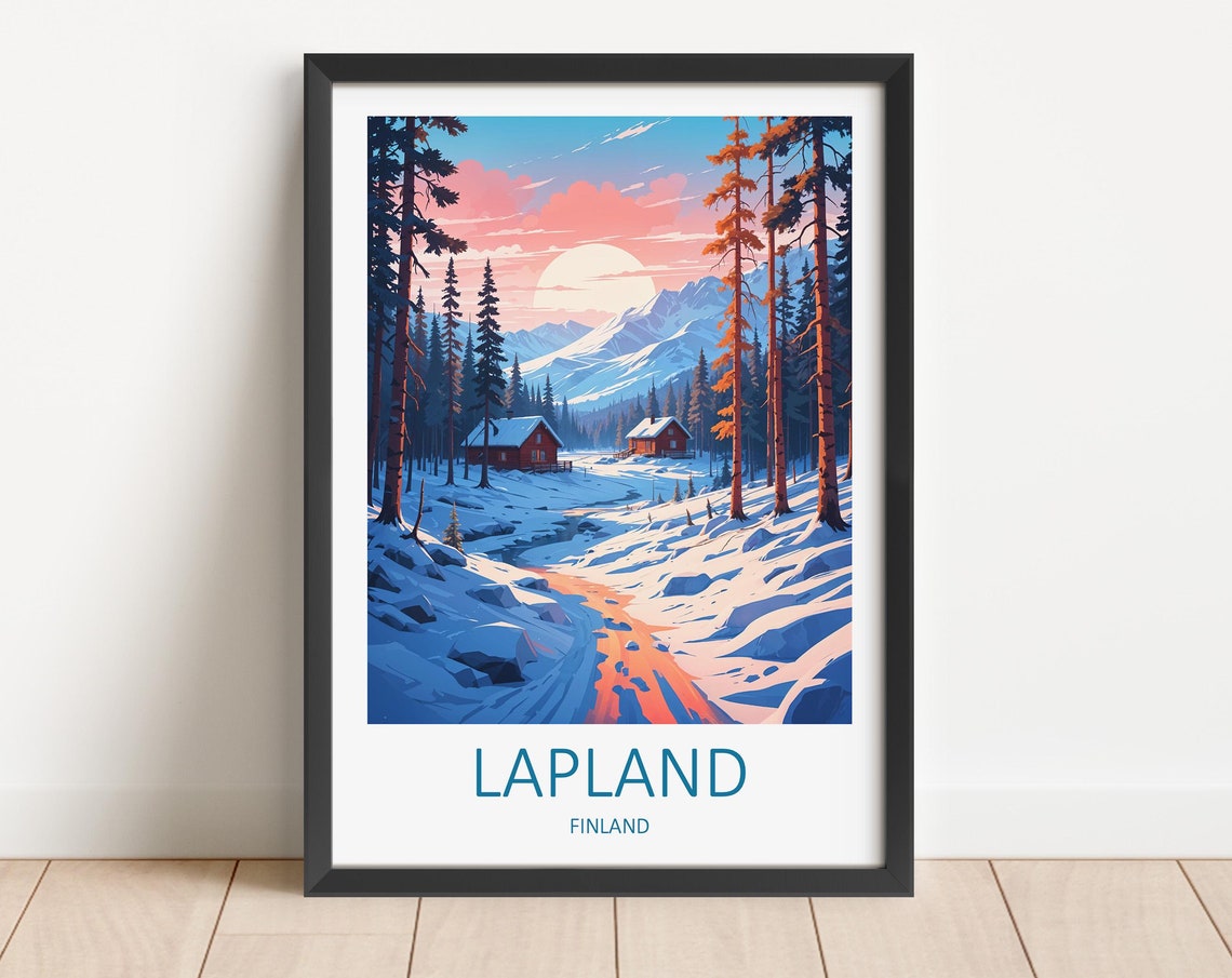 Lapland Print Lapland Poster Finland Art Finland Print Lapland Gift Finland Travel Poster Travel Gift Finnish Prints Lapland Finland