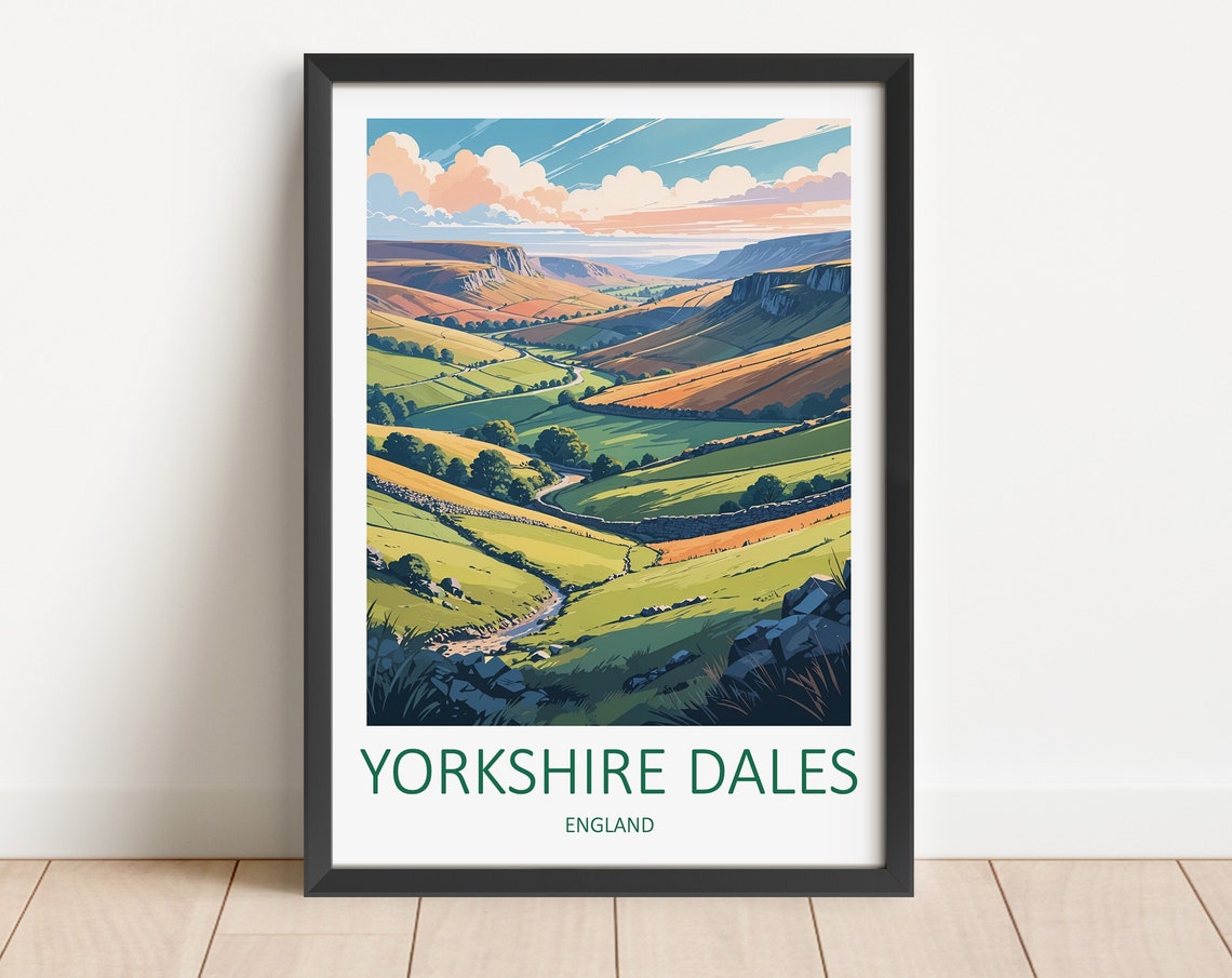 Yorkshire Dales England Rolling Green Hills Valley View Poster
