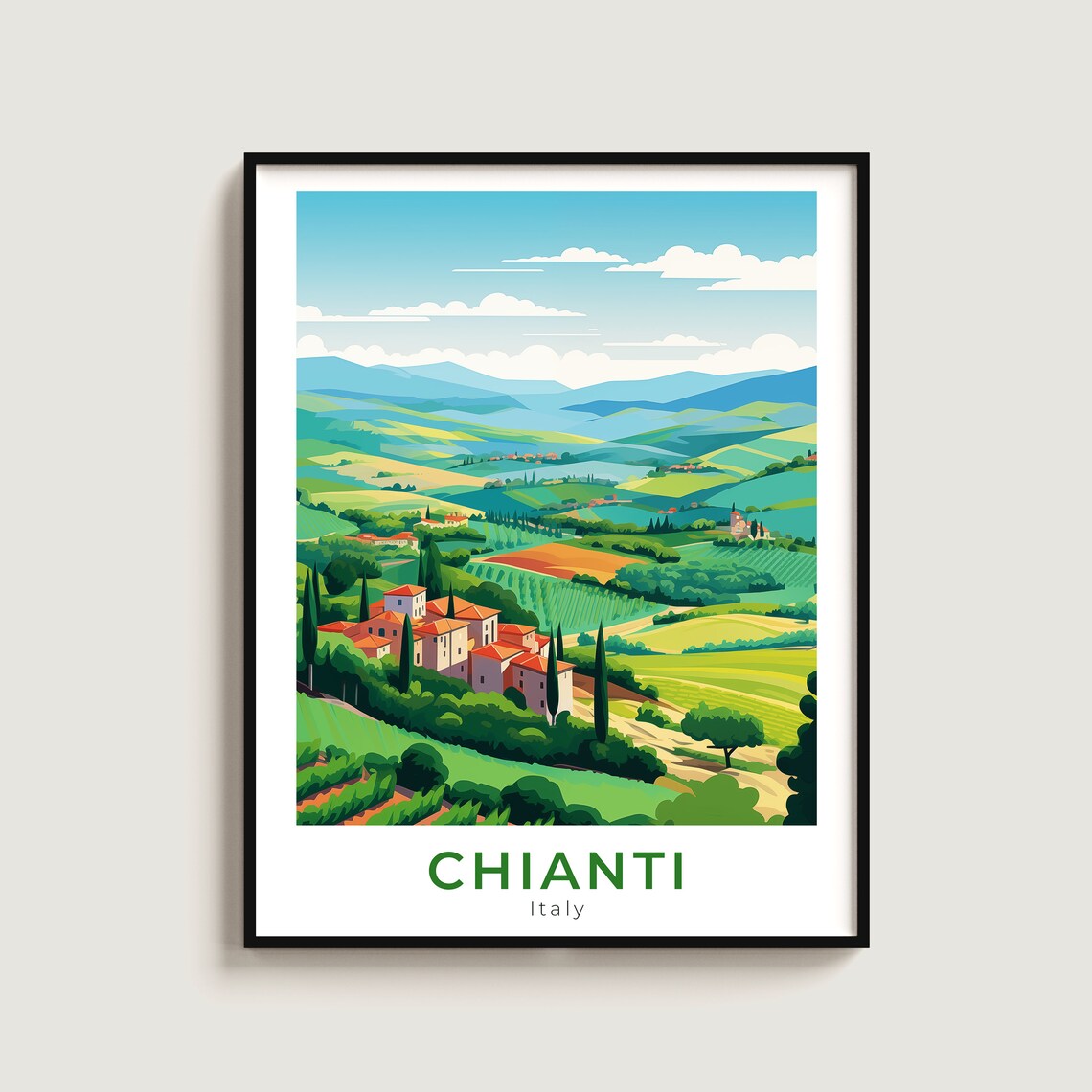 Chianti Italy Wine Region Travel Poster Tuscan Hills Village