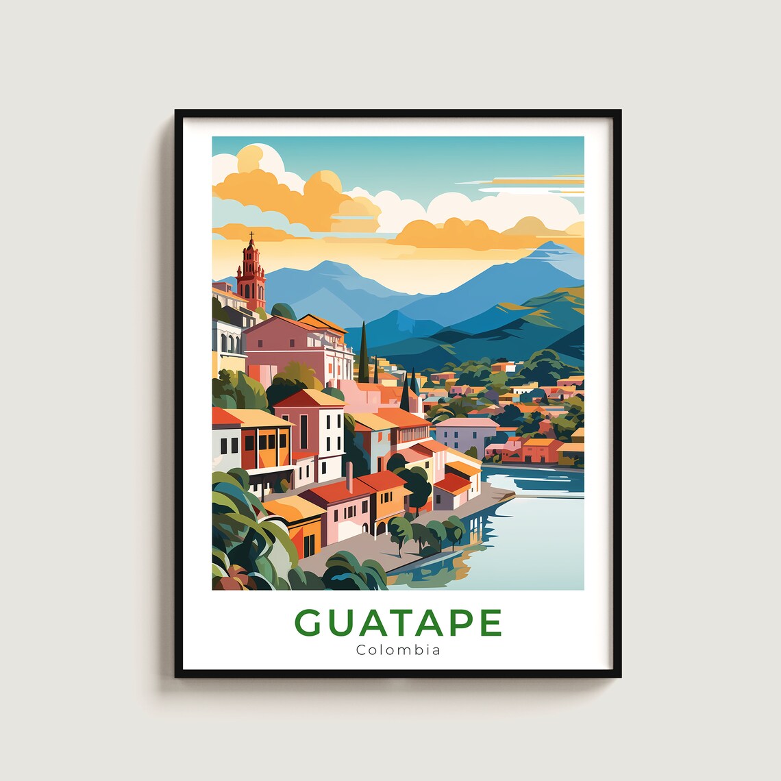 Guatap Travel Print Wall Art Gift Colombia Poster Home Decor Lovers Hanging