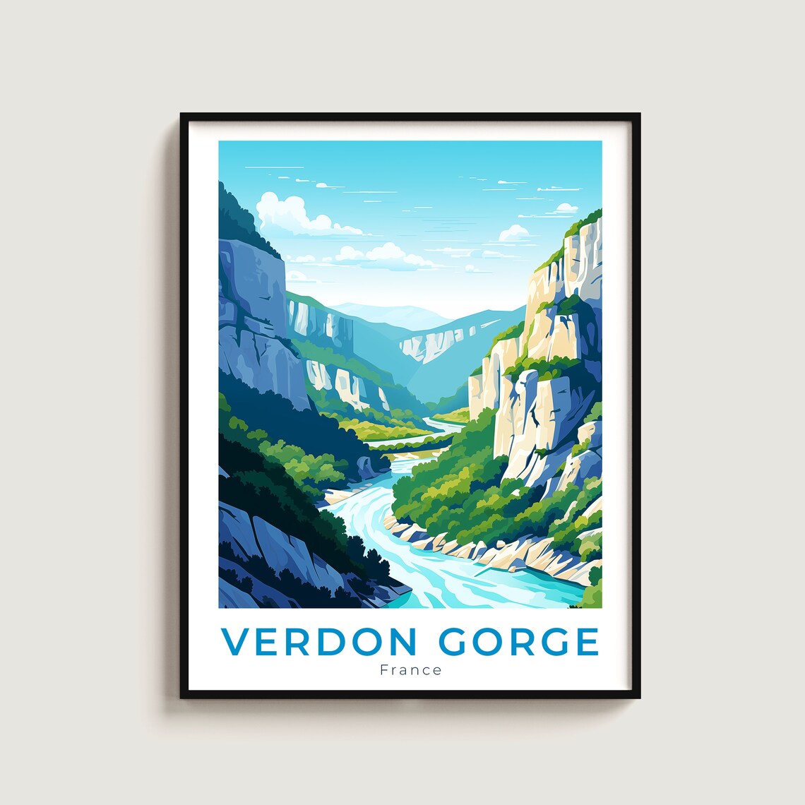 Verdon Gorge France River Canyon Limestone Travel Vivid Poster