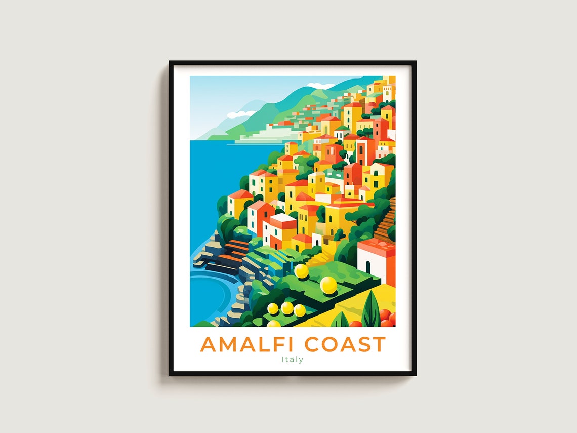 Amalfi Coast Italy Cliffside Village Lemon Grove Travel Poster