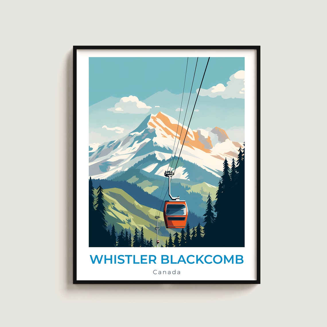 Whistler Blackcomb Canada Gondola Mountain Peak Ski Resort Poster