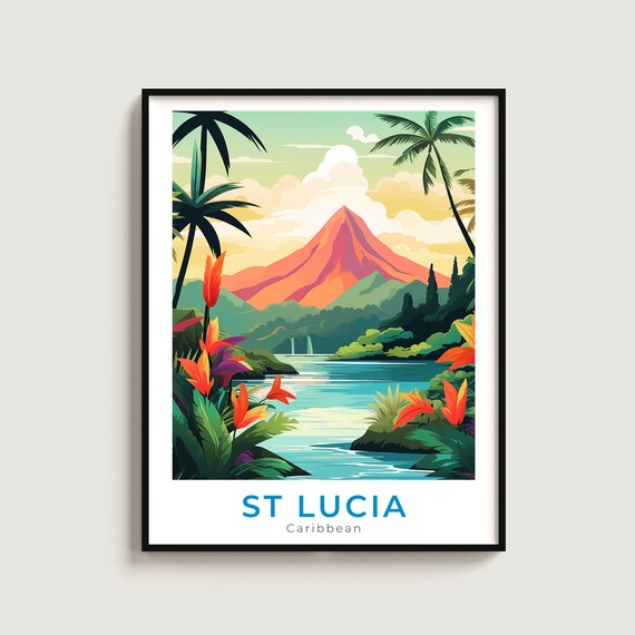 St Lucia Travel Print Wall Art Gift Caribbean Poster Home Decor Lovers Hanging