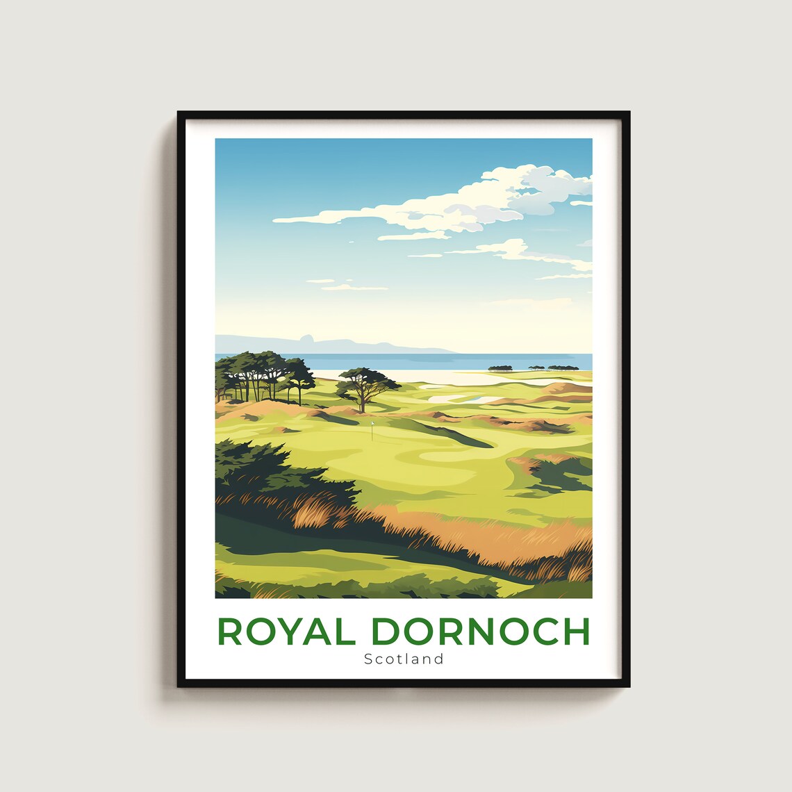 Royal Dornoch Scotland Sea Links Golf Course Dunes Travel Poster