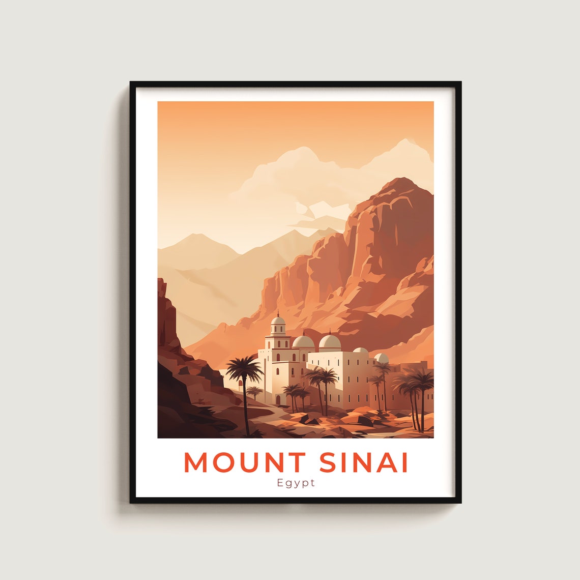 Mount Sinai Egypt Desert Monastery Rugged Mountain Dawn Travel Poster