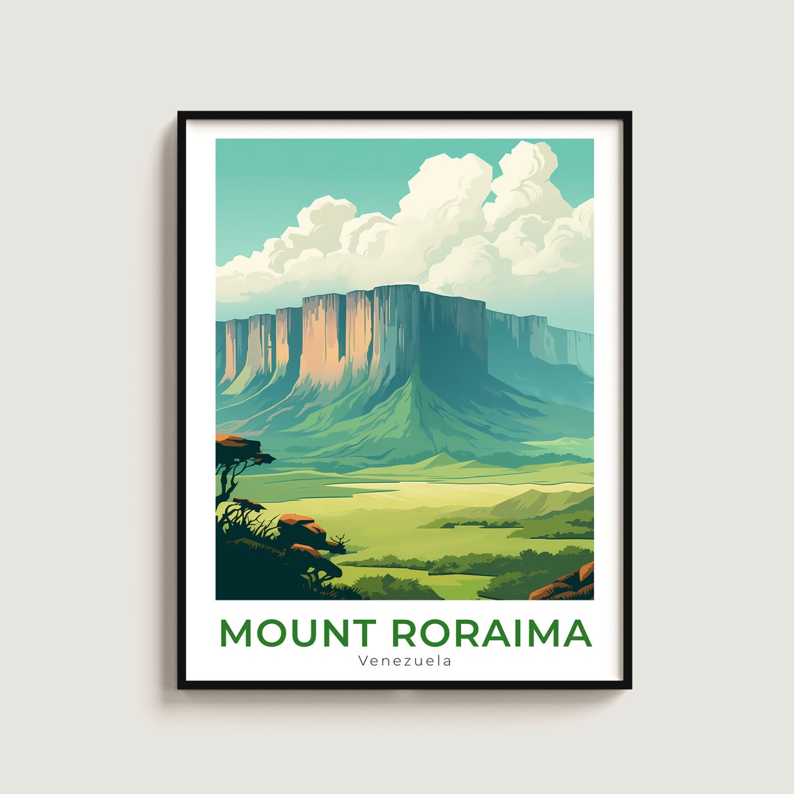 Mount Roraima Venezuela Tepui Cliffs Savanna Landscape Travel Poster