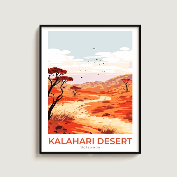 Kalahari Desert Travel Print Wall Art Gift Botswana Poster Home Decor Lovers Hanging