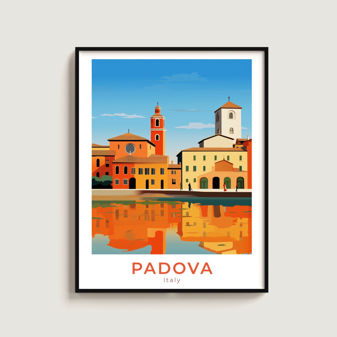 Padova Italy Waterfront Church Poster Riverside Reflection Art
