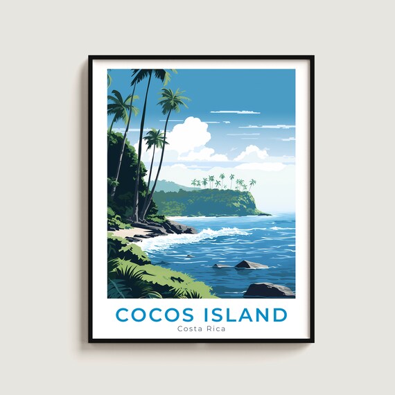 Cocos Island Travel Print Wall Art Gift Costa Rica Poster Home Decor Lovers Hanging
