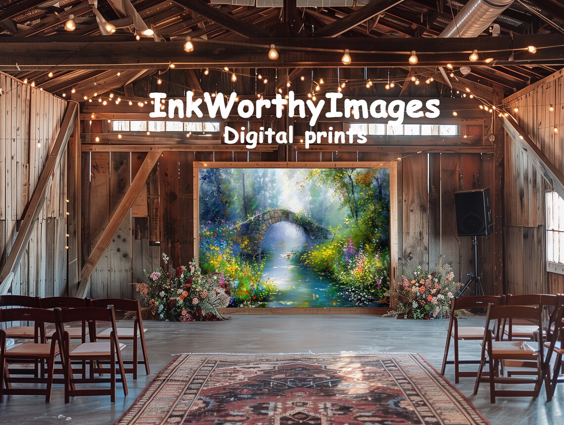 Enchanted Garden Bridge, Mystical Nature Landscape - Image 6