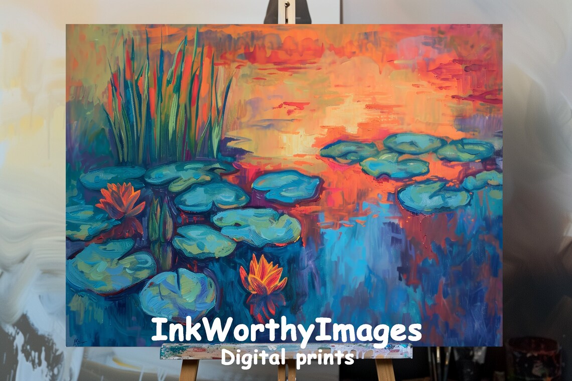 Water Lilies Abstract Nature Landscape Art Print