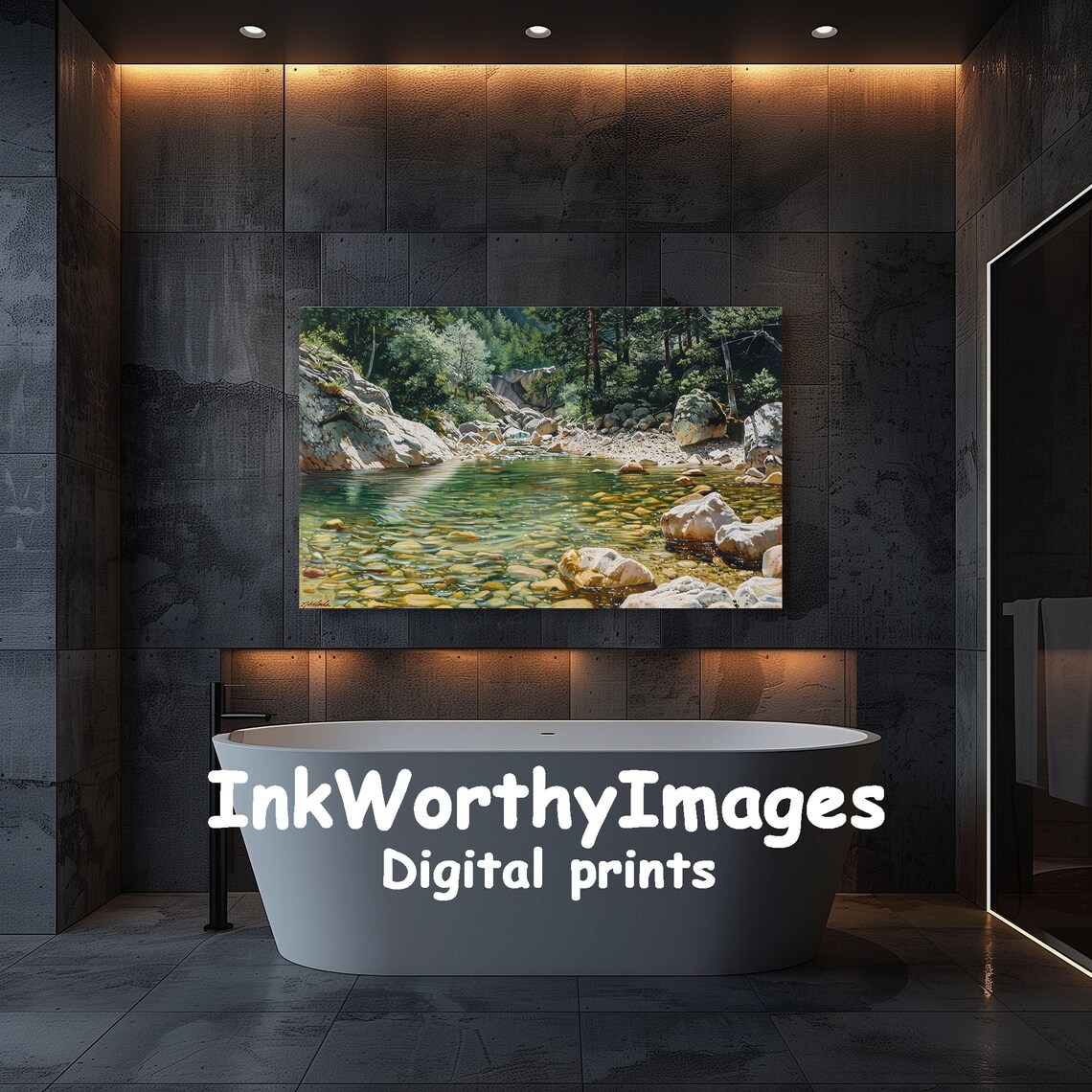 Clear Mountain Stream, Tranquil Waterscape Art Print - Image 5