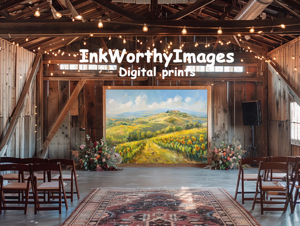 Sunflower Fields Landscape, Tuscan Countryside Art - Image 6